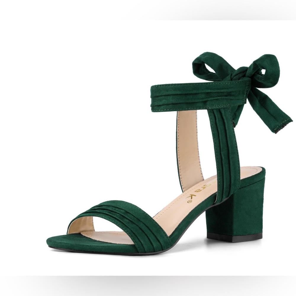 Allegra k ankle tie back faux suede chunky heel